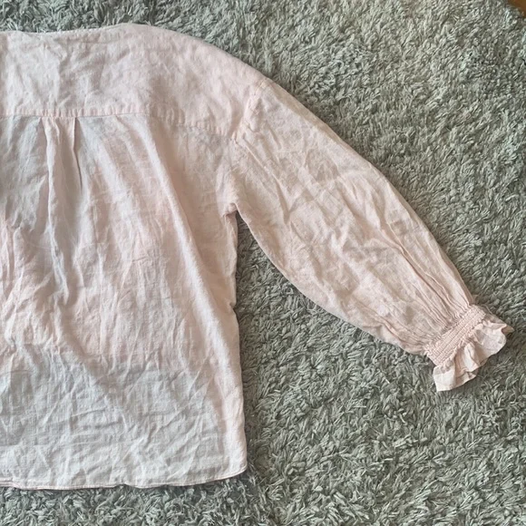 ALL SAINTS Crossover High Lo Flowy Blouse Blush Pink - Picture 10 of 16